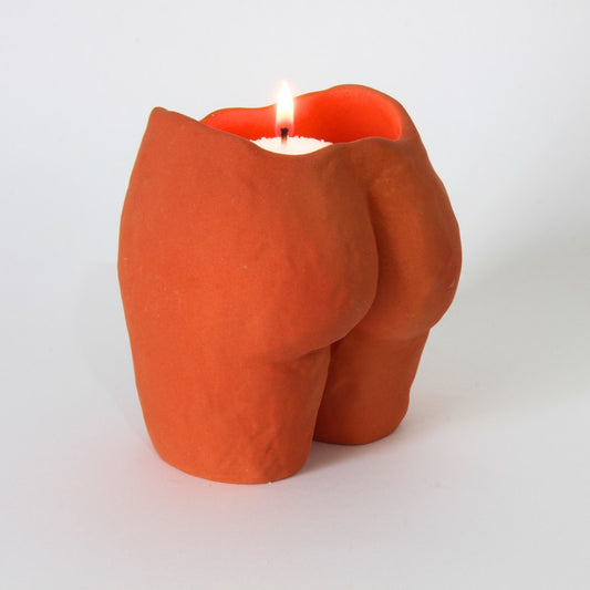 Base Silueta para vela, diseño elegante y moderno en cerámica.